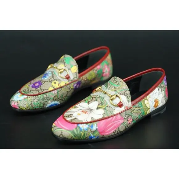 GUCCI Jordaan GG Supreme Monogram Canvas Floral Horsebit Loafer 35 NIB $780 - Picture 4 of 12